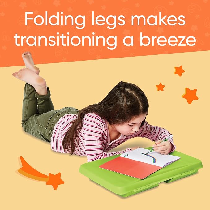 HearthSong Foldable Lap Desk for Kids with Storage - Ideal Floor Desk for Drawing, Studying, Portable Folding Travel Lap Table, Versatile Bed Desk & Lap Tray, Green - Image 5