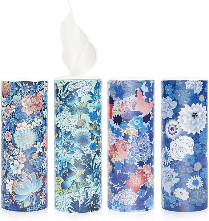 Facial Tissues with Cap - 4 PK Car Tissues Cylinder,Car Tissue Holder with Facial Tissues Bulk,Round Tissue Boxes,Travel Tissues for Cup Holder,Round Tube tissues - Image 2