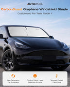 Windshield Sun Shade for Tesla Model 3/Y 2014-2026, Foldable, Car Accessory | Graphene Activated Carbon, Odor-Absorbing, UV and Heat Blocking, Storage Bag Included, Helps Keep the Parked Interior Cooler - Image 2