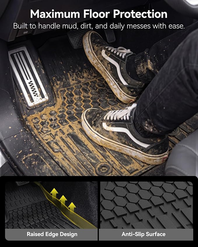 3W Floor Mats for Toyota Tacoma 2024-2026 Double Cab Automatic | TPE All Weather Custom Fit Liner With Metal Pedals For TRD/SR/SR5/Limited, Not For Hybrid Or XtraCab - Image 6