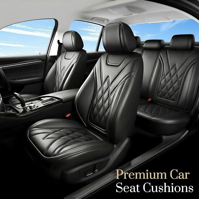 for Subaru Crosstrek 2016-2026 Car Seat Covers, Full Set, Black | Luxury Full Coverage Leather Seat Protectors, Waterproof Breathable, Non-Slip, Easy to Install, Airbag Compatible, All-Season - Image 2