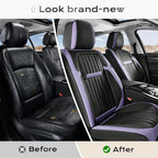 Coverado Car Seat Covers Front Seats, Seat Covers for Cars, Car Seat Protector, 2-Pack Car Seat Cushion Nappa Leather, Waterproof Seat Covers Carseat Cover Universal Fit for Most Cars(Purple&Black) - Image 8