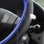 Elantrip Steering Wheel Cover Leather 14 1/2 to 15 inch Universal Padded Soft Grip Breathable for Car Truck SUV Jeep Anti Slip Blue and Black - Image 2