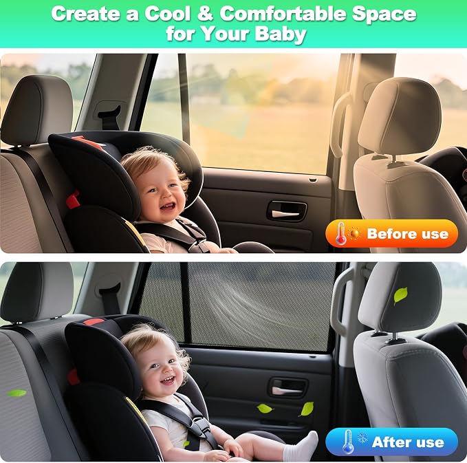 RAV4 Window Shades 2019-2024, Rear Side Mesh, 2PCS | Custom Fit Window Shades, Breathable Mesh Blocks UV Rays, Reduces Heat & Glare, Creates Comfort for Babies & Rear Passengers - Image 4