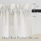 RYB HOME Linen Textured Sheer Curtains 84 inches Long for Living Room | Privacy Semi-Transparent Sheer, Window Curtains for Bathroom, French Door, Rod Pocket, Linen, W70 x L84, 1 Pair - Image 2