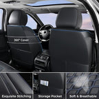 Huidasource 2018-2026 Wrangler JL Seat Covers 4 Door, with Rear Cupholder | Wrangler Leather Seat Covers Full Set, Waterproof Seat Cushion Covers Fit for Jeep Wrangler JL 4-Door (Full Set/Black&Blue) - Image 2