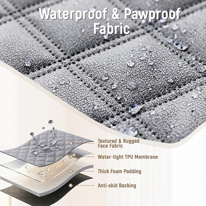 Pet Bench Seat Covers for Mid-Size Sedans and SUVs, Heavy Duty Nonslip Car Seat Protector for Child Car Seat, Waterproof Back Seat Covers for Dogs and Kids, Armrest & Seatbelt Access(Grey) - Image 4