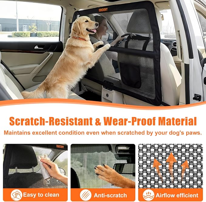 50''x42'' Dog Car Barrier for Back Seat & Cargo Area - Wider Coverage Pet Divider, Universal Fit for Cars, SUV & Trucks, Heavy-Duty Metal Frame with Transparent Chew-Proof Mesh (Small) - Image 6