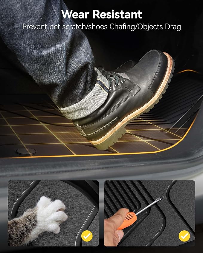 3W Floor Mats for 2019-2026 Ram 2500/3500 Crew Cab with Bucket Seat | Not for PTO KIT Models, All Weather TPE Custom Fit Ram 2500/3500 Floor Liner 1st & 2nd Row (for Carpet Floor), Black - Image 7
