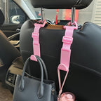 Amooca 4 Pack Anti-drop Headrest Hooks Adjustable Car Seat Organizer | Universal Fit with Clip, Hanger for Backpack Umbrella Water Bottle Coat Purses Handbags Groceries, 40lb Heavy Duty, Pink - Image 2
