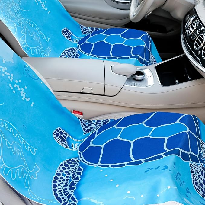 Hahafelt 1 Pack Car Seat Towel Cover with Storage Bag, Sea Turtles Style | 63 x 32 in Car Towel Seat Cover Non Slip Waterproof, Gym Workout Swimming Running, Machine Washable Sweat Absorbent Protector - Image 4