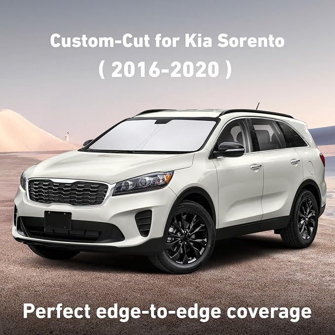 EcoNour Windshield Sunshade Compatible for Kia Sorento 2016-2018 2019 2020 | Sun Visor for Front Windshield & Window Sun Shade Cover, UV Heat Blocker & Protector, Car Accessories - Image 2