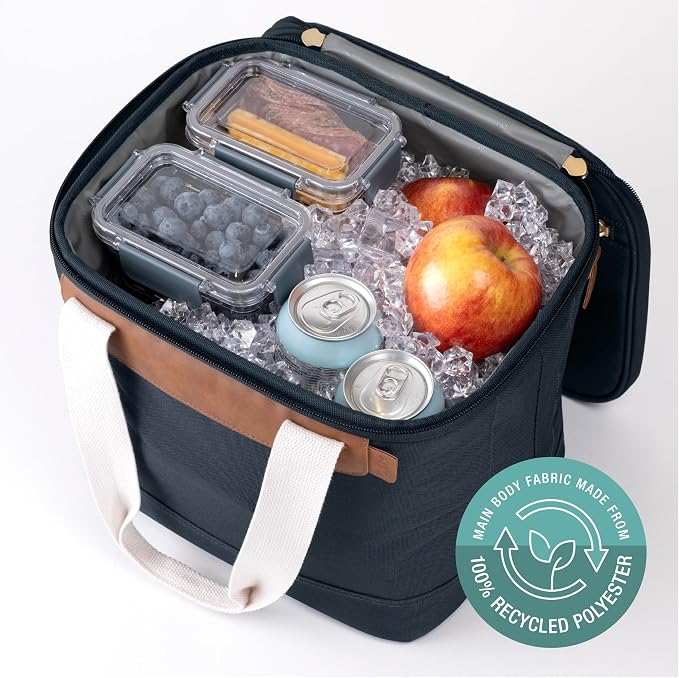 CleverMade Malibu Luxe Collapsible Cooler, 18 Can (25 lbs) - Leeward Navy | Keep Drinks Cold Without Hard-Cooler Bulk | Layered Insulation, Leak-Resistant Liner, and Adjustable Strap Simplify Travel - Image 5
