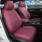 Lolcar Custom Fit Civic Seat Cover Full Set for Honda Civic (Sedan 2022 2023 2024 Touring)&(Sedan 2025-2026 Sport Touring),5-Seats Full Set,Leather Seat Protector (Burgundy) by LOLCAR