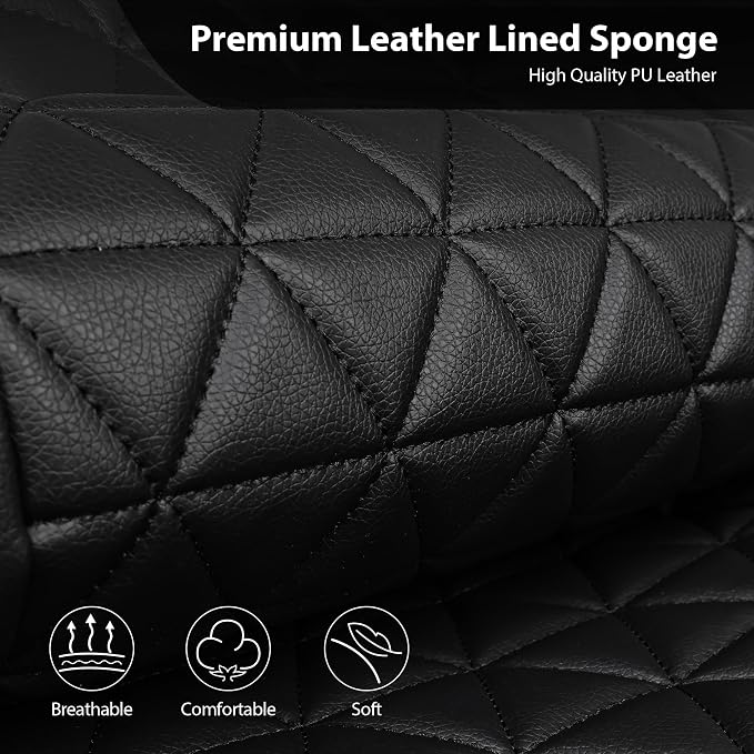 CAR PASS Bling Diamond Black Leather Car Seat Covers Full Set Interior Sets, Waterproof Shining Glitter Sparkly Crystal Armrest Fit Automotive Truck SUV Cute Women Girl, Bedazzed Iridescent Rhinestone - Image 5