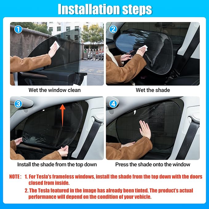 ZATOOTO Tesla Model Y Window Shades for Front Window Driver Side Window | Transparent Static Cling Film | Block 90% UV & Heat | No Adhesive, Easy Install | Enhanced Visibility, Interior Protection - Image 7