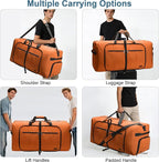 100L Travel Duffle Bag for Men, Urtala 32” Large Duffle Bag for Traveling with Shoe Compartment, Foldable Travel Duffel Bag for Men Women Waterproof & Tear Resistant (Orange, EXTRA LARGE, 100L) - Image 6