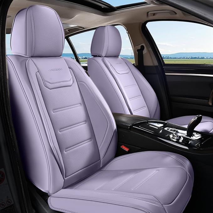 Coverado Car Seat Covers, Front Covers for Cars, Car Seat Cover Front Seats, Car Seat Protector Waterproof, Leather Car Seat Cushion, Universal Interior Covers Seat Protectors for Most Cars Purple by COVERADOAUTO
