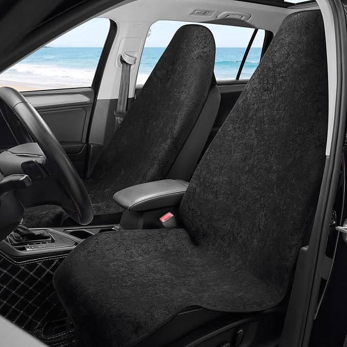 Waterproof Car Seat Cover Full Sets Interior Sets Universal Fits Car Sweat Towel for Trucks SUV Van Car Seat Protector Black Protector Cloth Seats Pack of 3 - Image 3