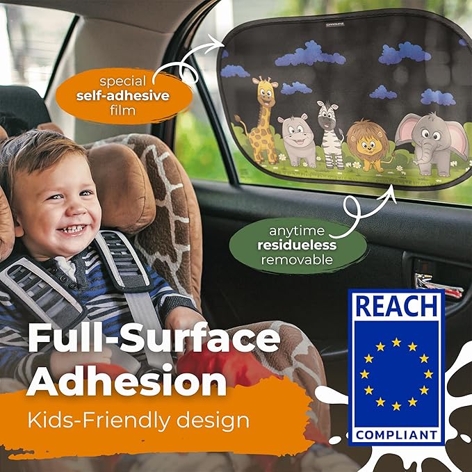 CARAMAZ Car Window Shade for Baby with Certified UV-Protection 2 Pack - 20"x12" - Image 2