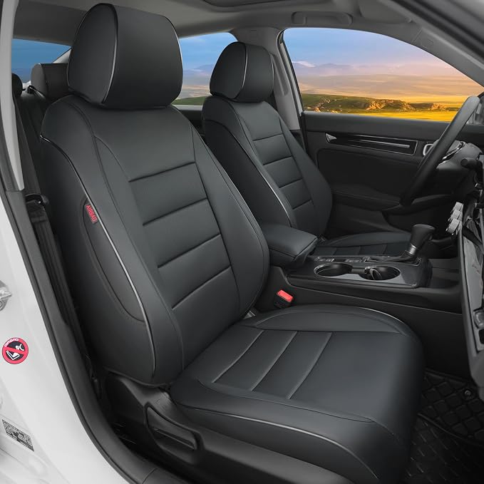 Lolcar Custom Fit Civic Seat Cover Full Set for Honda Civic 4 Door (Hatchback 2022-2026 Sport Touring)&(Hatchback 2022-2024 EX-L) 5-Seats Full Set,Leather Seat Protector (Black) by LOLCAR