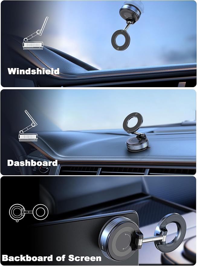 snanlen Upgraded 360° Nano Gel Vacuum Magnetic Phone Holder, Car Phone Holder for Magsafe[108+LBS Strongest Suction & 3000gf Strongest Magnetic], Suction Cup Phone Mount for Car/for iPhone 17 Pro Max - Image 2