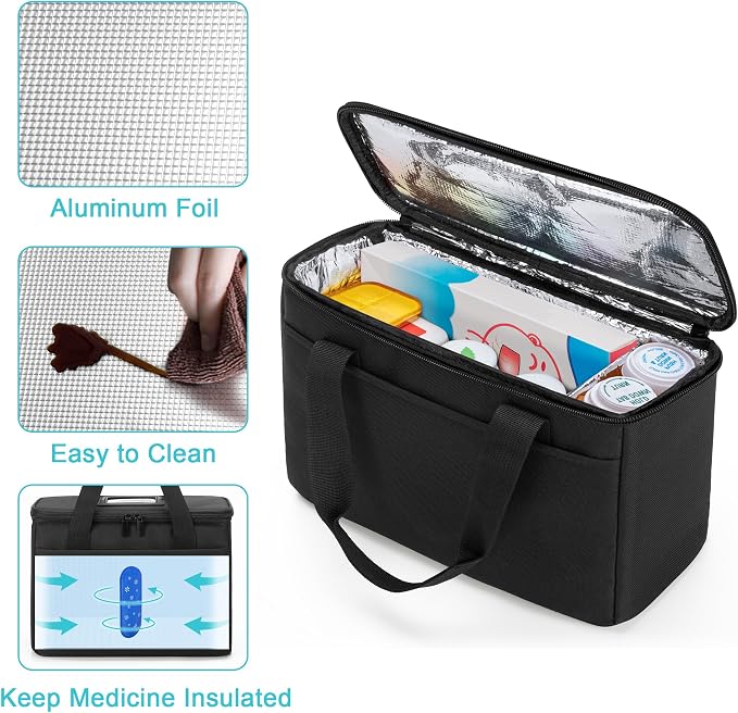 Trunab Insulated Medicine Storage Bag Travel Pill Bottle Organizer,Black | Medication Bag for Prescription, Insulin, Supplements or Medical Supplies,Bag Only - Image 2