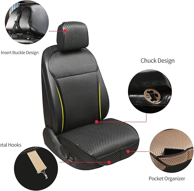 Auto Newer Luxury Breathable Car Seat Cover Fit Four Seasons, Universal Front of Car Seat Cushions, Bottom Seat Covers of Full Wrapped Edge,Universal Fit for 95% Cars,SUV,Pickup(Black，1PCS) - Image 3