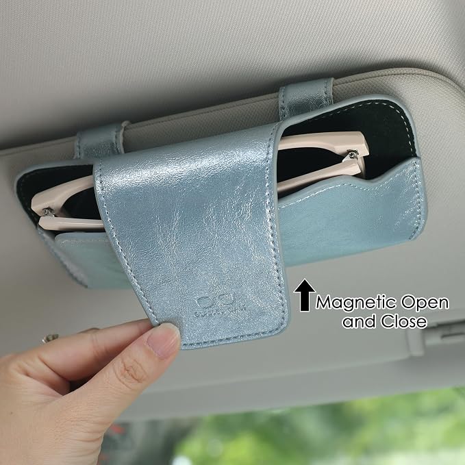 Sunglass Holder for Car Visor, Car Sunglasses Holder Leather, Eyeglasses Holder Glasses Storage Case Visor Accessories - Image 8