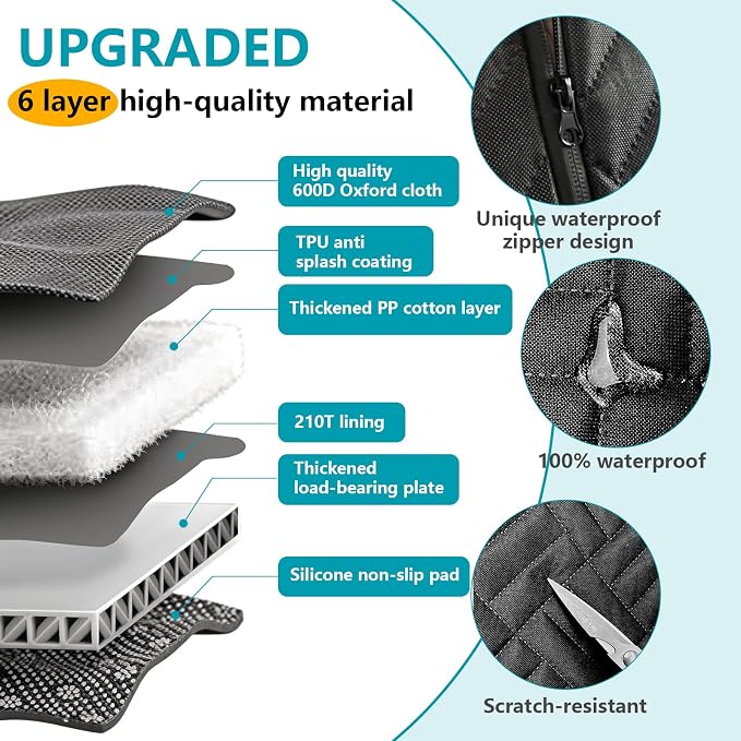 Convertible Dog Car Seat Cover for Back Seat Hard Bottom 400lb Waterproof | Full & Half Seat Dog Hammock,Built-in Seat Anchor Mesh Window,Heavy-duty Hard Bottom 400lb Capacity,Suitable for Most Car SUV - Image 5