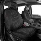EKR F150 Seat Covers for (4 Door,SuperCrew) 2015-2020 Ford F150 XL/XLT & (CrewCab) 2017-2022 F250/F350/F450 SuperDuty XL/XLT Full Set-Faux Leather(Black/Gray Camo A122) by EKR