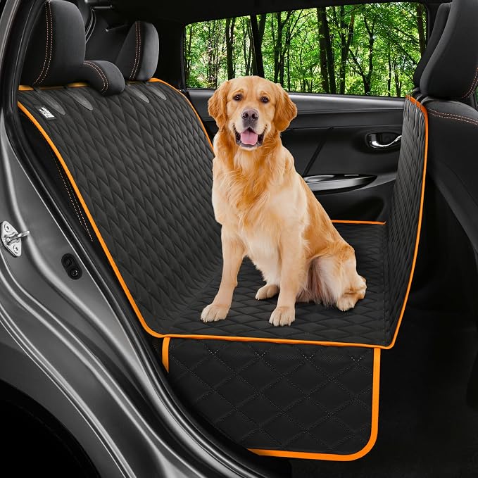 Dog Car Seat Cover for Back Seat, Waterproof Hammock for Car, SUV & Truck, Non-Slip Backseat Cover for Dogs, Heavy-Duty Dog Hammock Style Seat Protector Pets, Easy to Install & Clean by Petloox