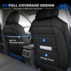 AOMSAZTO Car Seat Covers for Toyota RAV4 2019-2025 Hybrid,Not for SE&XSE | Custom Fit 5-Piece Set Includes Neck Pillows,Armrest Cover,Steering Wheel Cover and Seat Belt Covers-Faux Leather Black&Gray - Image 6