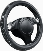 CAR PASS Bling Diamond Leather Steering Wheel Cover, With Sparkly Crystal Glitter Rhinestones Universal Fit 14"1/2-15" Car Wheel Protector for Women Girl Fit Suvs,Vans,Sedans,Car,Trucks, Black Diamond - Image 8