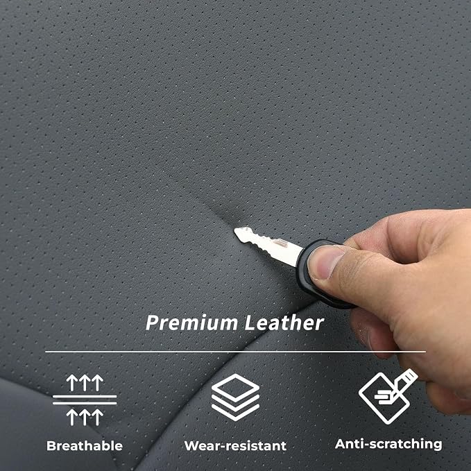Full Set Car Seat Covers for Honda Odyssey 2005-2010,8-Seater,Faux Leather | for EX,EX-L,Touring,2nd Row 40/20/40 Split Seat,Waterproof Seat Protector,Fit Like A Glove(Gray) - Image 6