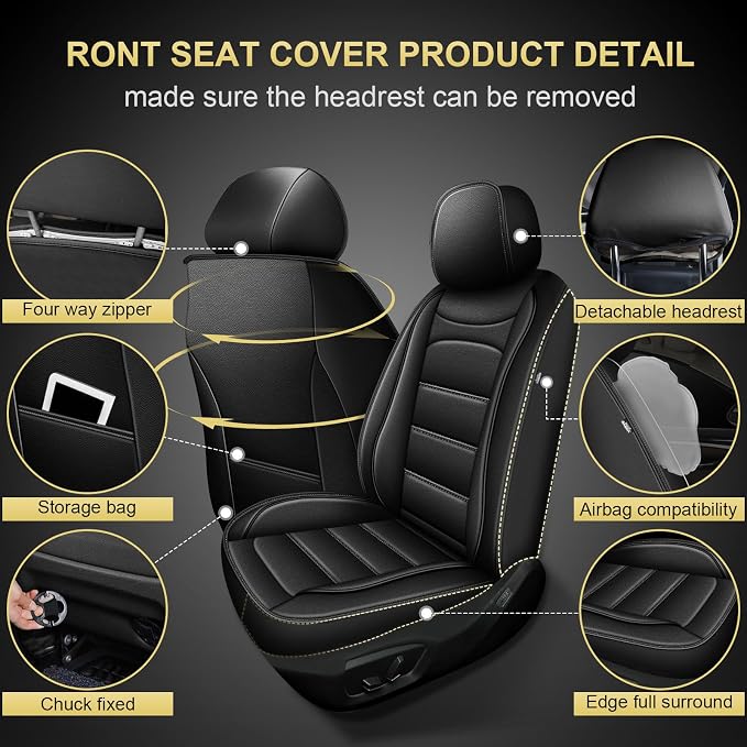 Car Seat Covers Fit for Nissan Rogue 2021-2025 2026, Custom Fit | Fit for Rogue SV/S/SL/Platinum Full Set Waterproof Leather Seat Protectors Airbag Compatible Easy to Install - Black, 5 Seats - Image 2