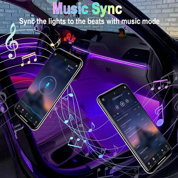 BFXM Car Interior Lights, LED Lights Strip with Cigarette Lighter Adapter | LED Lights for Car, Car Ambient Lighting, App & Remote Control Music Sync Color Change Lights for Truck Car Decor - Image 4