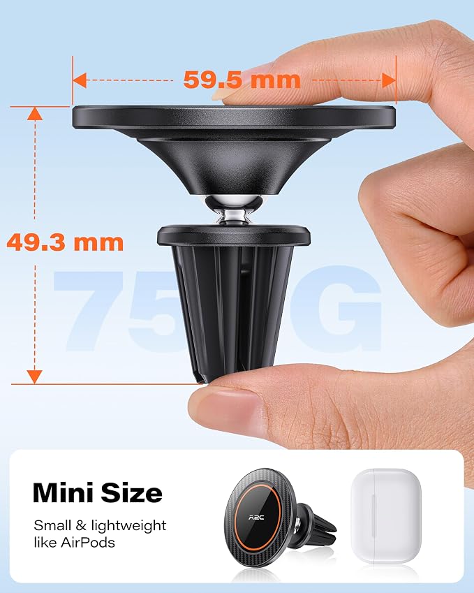 A2C for MagSafe Car Mount, 2 Pack Magnetic Phone Holder for Car Vent | 17 N54 Magnets, One-Piece No Assembly, Silicone-Coated Metal Clips, 360°Adjustable Car Phone Holder Vent for Magsafe iPhone - Image 8