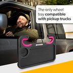 2-in-1 Steering Wheel Tray Table & Car Desk - Hot Pink Ring | Car Table Tray for Parked Laptop Work, Meals, Cup Holder Use, Wheel Covers, Pickups, SUVs, and Travel Breaks - Image 4