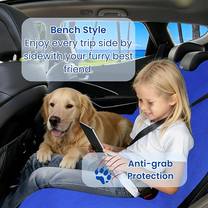 Waterproof Car Seat Cover for Front Seats, Protector for Cars SUVs Trucks, Sweat Towel Seat Covers Bucket for Gym,Workout,Beach,Hiking,Running(Blue,Rear Bench Seat Towel) - Image 2