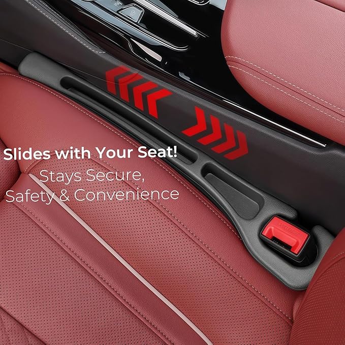 BESTKEE Car Seat Gap Filler 2 Pack, No Drop Seat Gap Plug with Dual Storage Slots, Blocks Phones Keys Coins, Flexible EVA Console Gap Filler Auto Accessories for Cars SUVs Trucks - Image 4