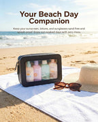 Clear Beach Makeup Bags, TSA Approved Toiletry Bag with Zipper, Clear Makeup Organizer Fit Carry-on Travel Car Accessories Essentials,Portable Travel Small Pouch for Women Men (Black) - Image 2