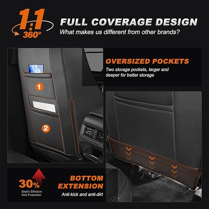 Seat Covers for Nissan Sentra: 2020 2021 2022 2023 2024 2025 S SV | Custom Fit Full Set Leather Cushion Car Seats Cover Black - Image 3