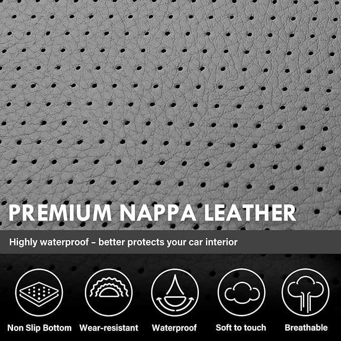 Coverado Silverado Seat Covers Full Set, Faux Leather Car Seat Covers Fit for Chevy Silverado GMC Sierra 2007-2013 & 2019-2026 1500, 2020-2026 2500HD 3500HD Crew Double Extended Cab(Gray) - Image 8