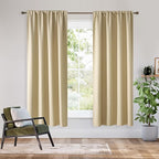 RYB HOME Bedroom Blackout Curtains 63 inches Long, 100% Blackout | Thermal Insulated, Noise Reducing, Curtains for Living Room Nursury, For Sleep, W42 x L63, Biscotti Beige by RYBHOME