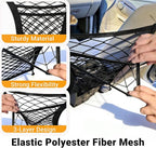 3-Layer Car Mesh Organizer - Backseat Storage & Pet Barrier for Small Dogs | 11"x8.3" net fits headrests or between seats. Holds bottles, umbrellas, tissues, toys. Keeps small dogs (<22lb) from front. - Image 4