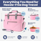 Rubyloo Original Doggy Bag™ Dog Travel Bag for Supplies with Travel Bowls | 2 BPA-Free Collapsible Bowls, 2 Pet Food Containers, TSA-Ready, Road Trips, Camping, Weekend Getaways, Doggy Gift, Lt. Pink - Image 3