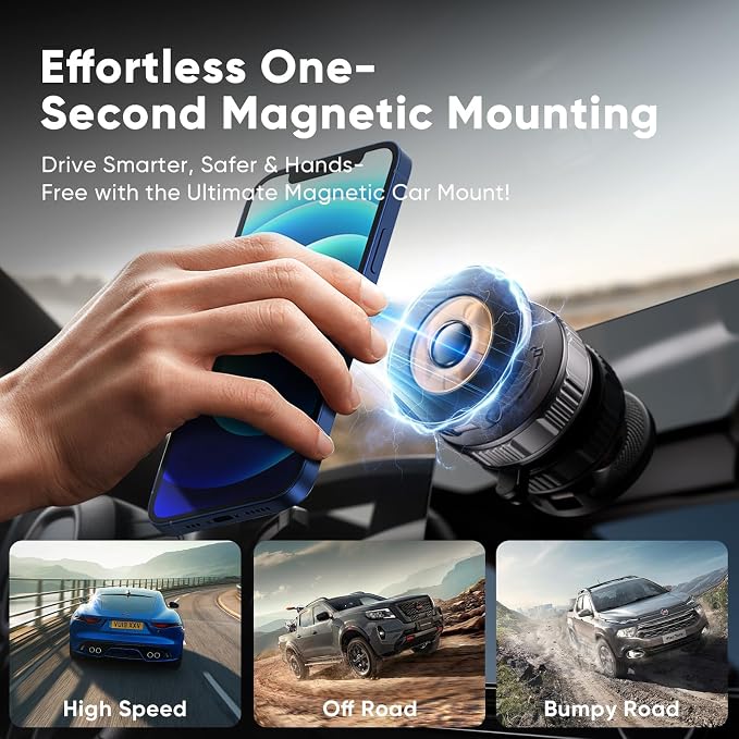 Car Phone Holder for Magsafe [120+LBS Strong Suction & 2800gf Magnetic] | 360° Adjustable Car Phone Mount, Phone Holders for Your Car for iPhone 17 Pro Max 16 15 14 13 12 Air - Image 5