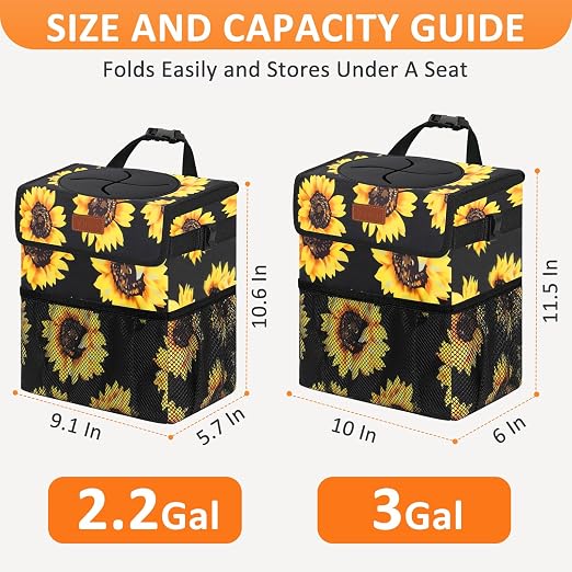 Vankor Car Trash Can with Lid Leak Proof Car Accessories for Women | 2.2 Gallon Cute Hanging Car Trash Bin for Men Car Truck Vehicle Sedan SUV Interior Automotive Garbage Cans, Sunflower - Image 7