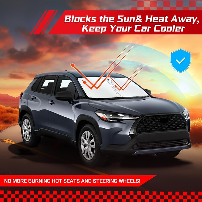ARISMOTOR Windshield Sun Shade for Toyota Corolla Cross 2022-2026 | Custom Fit, Foldable Front Window Sunshade Sun Visor Protector, Block UV Rays, Keep Car Cooler - Image 7